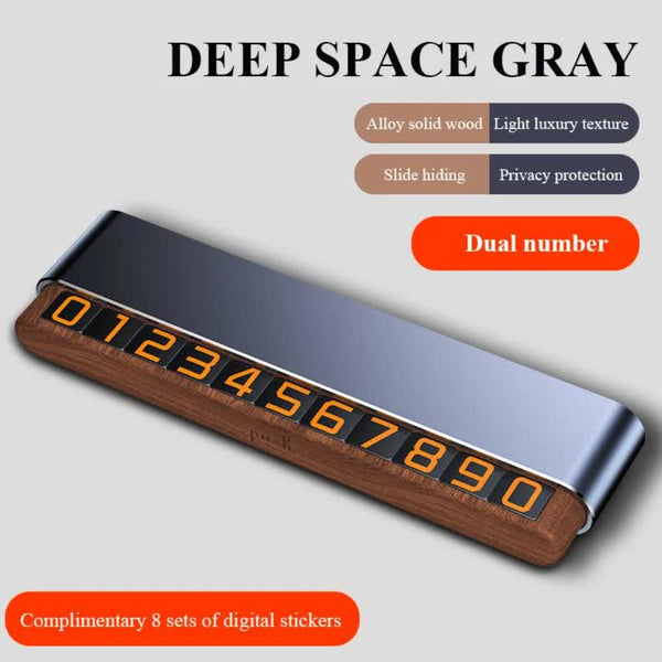 Elosung Gray Dual Number Alloy Wood Temporary Parking Card Sliding Privacy Design Includes 8 Sets Other Car Interior