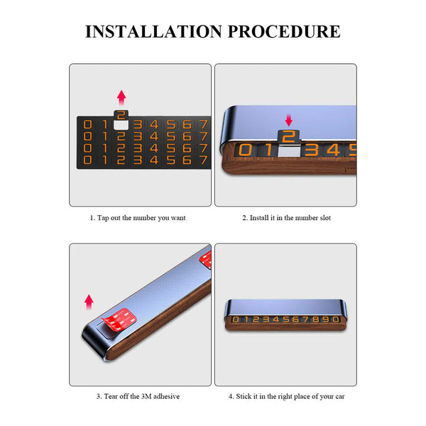 Elosung Gray Dual Number Alloy Wood Temporary Parking Card Sliding Privacy Design Includes 8 Sets Other Car Interior