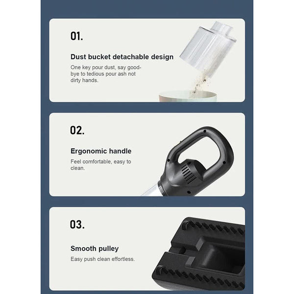 Elosung Black Portable Cordless Vacuum Cleaner 120W 10Kpa Suction 2000Mah Battery Lightweight Design With Soft Brush Attachment Vacuum Cleaners