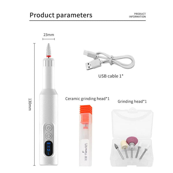 Elosung Pink Electric Nail Drill Machine M3 Speed Usb C Rechargeable Manicure & Pedicure Tool With 6 Ceramic Bits Electric Files & Tools