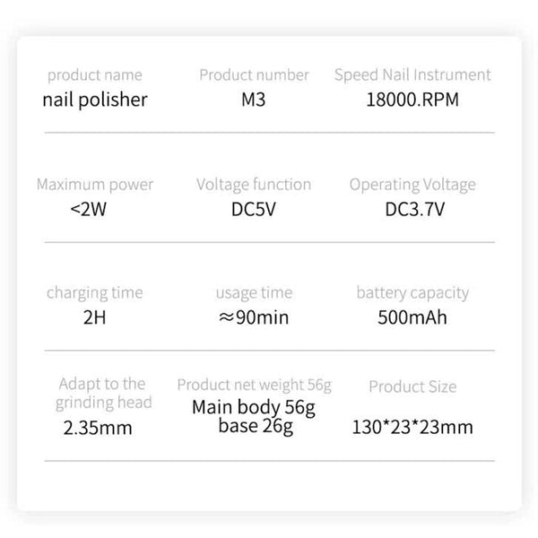 Elosung Black Electric Nail Drill Machine M3 Speed Usb C Rechargeable Manicure & Pedicure Tool With 6 Ceramic Bits Electric Files & Tools