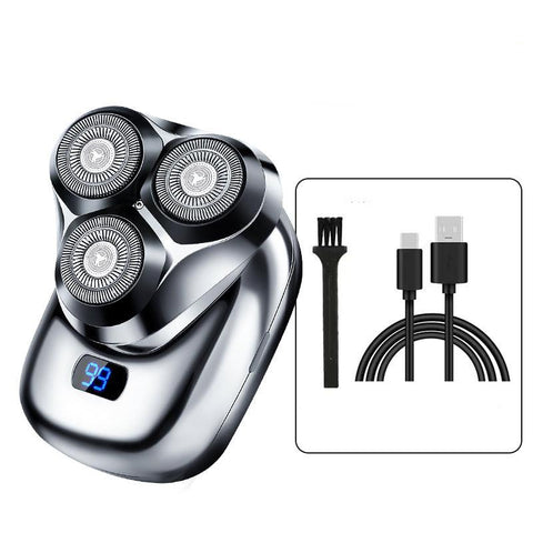 Elosung Ts 099 Gray Rechargeable Electric Rotary Shaver For Men With Led Display Usb Charging Cable And Cleaning Brush Compact & Portable Design Men's