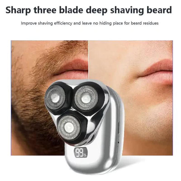 Elosung Ts 099 Gray Rechargeable Electric Rotary Shaver For Men With Led Display Usb Charging Cable And Cleaning Brush Compact & Portable Design Men's