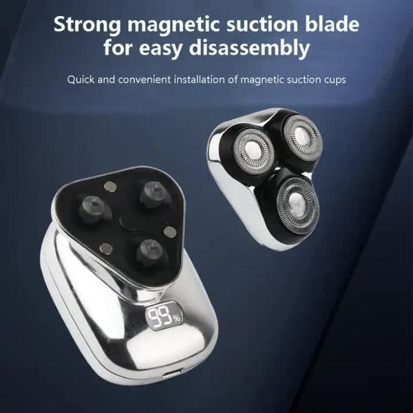 Elosung Ts 099 Gray Rechargeable Electric Rotary Shaver For Men With Led Display Usb Charging Cable And Cleaning Brush Compact & Portable Design Men's