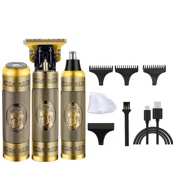 Elosung 3 In 1 Professional Hair Clipper Set Rechargeable Beard Trimmer Nose And Electric Shaver With Usb Cable Cleaning Brush Attachments Clippers &