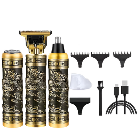 Elosung 3 In 1 Professional Hair Clipper Set Rechargeable Beard Trimmer Nose And Electric Shaver With Usb Cable Cleaning Brush Attachments Clippers &