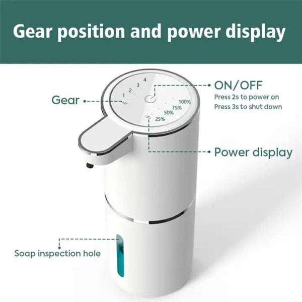 Elosung White Automatic Foaming Soap Dispenser With Rechargeable Battery Touch Control 380Ml Capacity Ipx5 Waterproof Soap Dishes & Dispensers