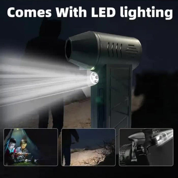 Elosung Black High Speed Mini Turbo Fan For Camping Outdoor Use Handheld 130000 Rpm Brushless Blower & Dust Cleaner Portable Fans