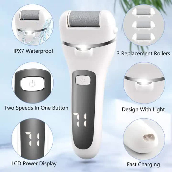Elosung White Rechargeable Electric Foot File Callus Remover With Led Display Usb Charging Electric Files & Tools