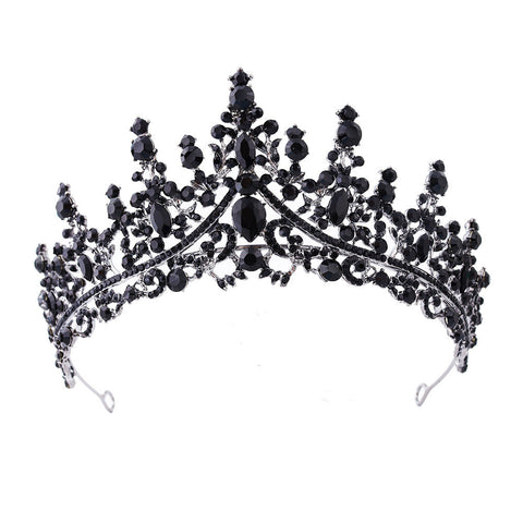 Elosung Luxury Full Rhinestone Bridal Tiara Elegant Alloy Crown Hairband With 3A Grade Crystals Black Hair Accessories