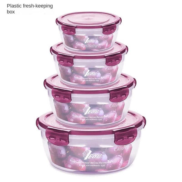 Elosung Purple Round Plastic Set Microwave Safe Bento Boxes With Airtight Lids For Kitchen And Fridge Food Storage Containers