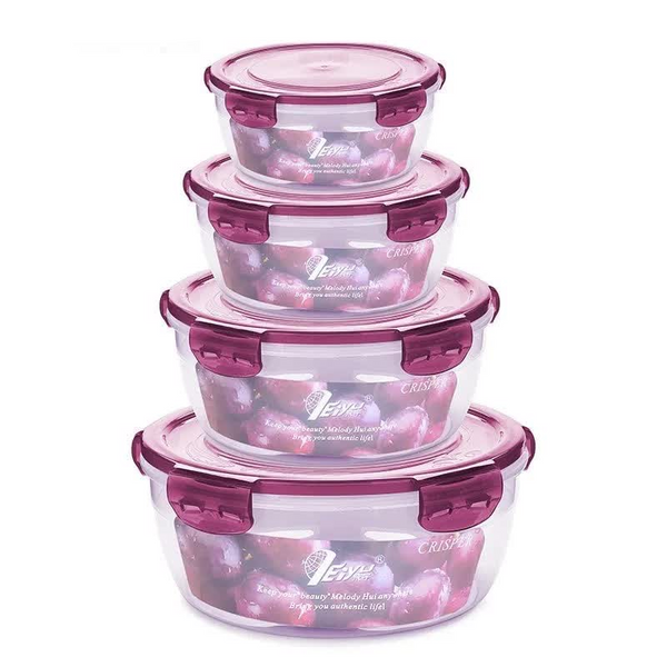Elosung Purple Round Plastic Set Microwave Safe Bento Boxes With Airtight Lids For Kitchen And Fridge Food Storage Containers