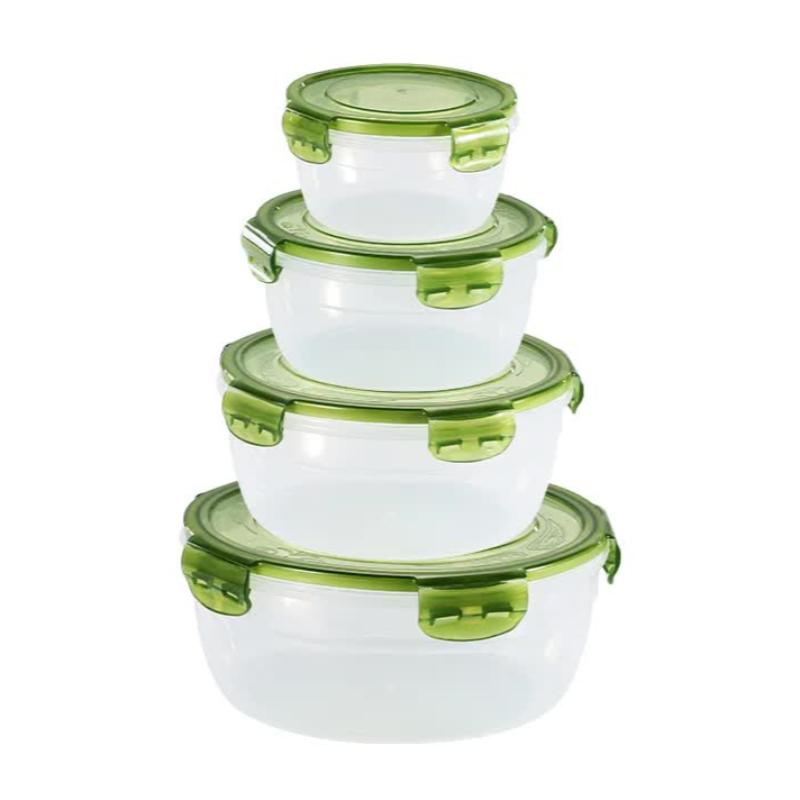 Elosung Green Round Plastic Set Microwave Safe Bento Boxes With Airtight Lids For Kitchen Fridge Food Storage Containers