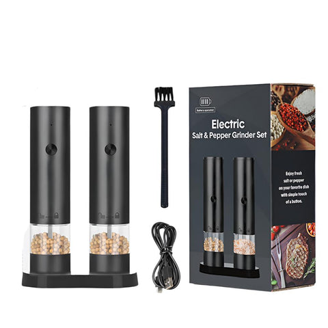 Elosung Rechargeable Electric Salt Pepper Grinder Set (Includes Two Grinders) Ceramic Grinding Core With Usb Charging Salt & Pepper
