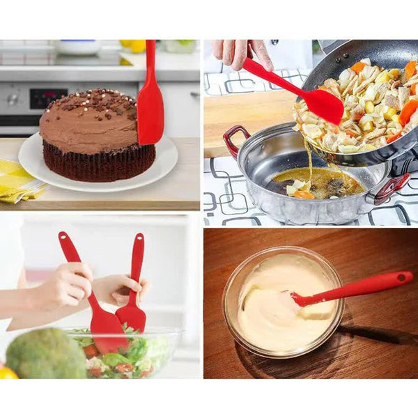 Elosung 6 Piece Silicone Kitchen Utensil Set Heat Resistant Baking Tools With Spatulas Spoon Brush (Green)(2 Set/12Pcs) Serving Utensils & Sets