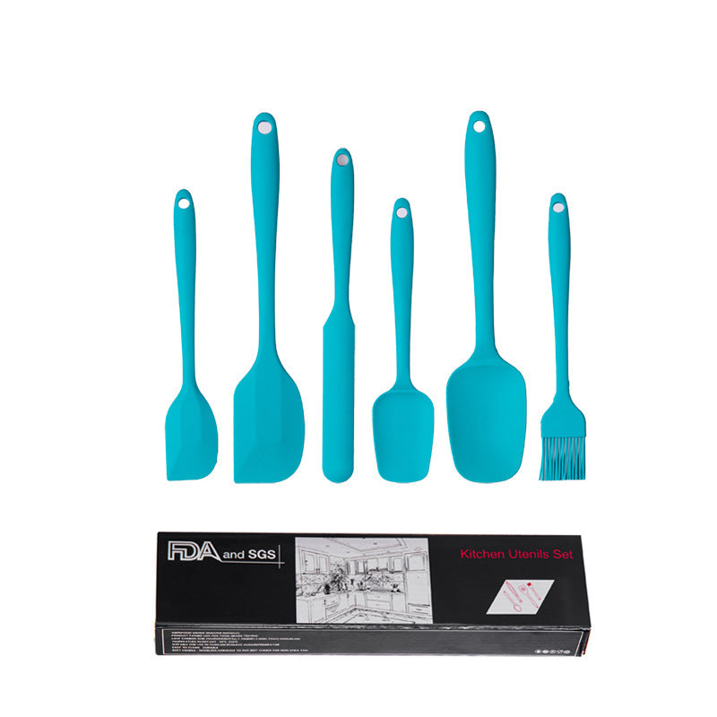 Elosung 6 Piece Silicone Kitchen Utensil Set Heat Resistant Baking Tools With Spatulas Spoon Brush (Blue)(2 Set/12Pcs) Serving Utensils & Sets