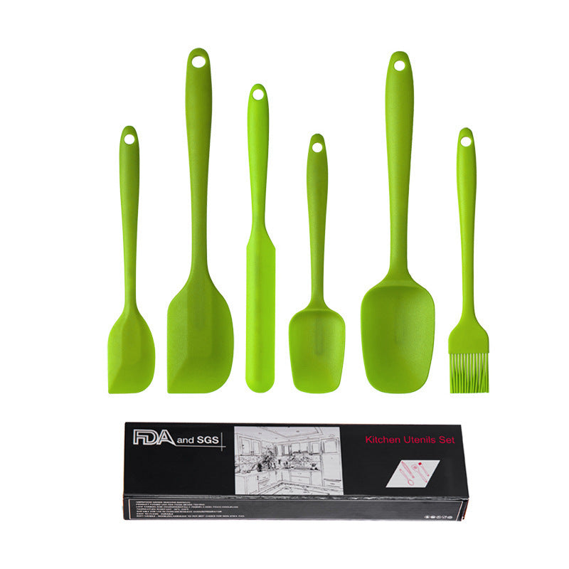 Elosung 6 Piece Silicone Kitchen Utensil Set Heat Resistant Baking Tools With Spatulas Spoon Brush (Green)(2 Set/12Pcs) Serving Utensils & Sets
