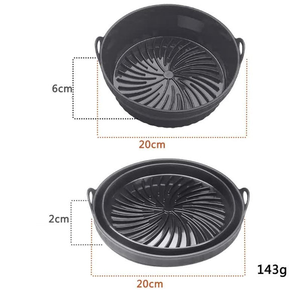 Elosung 3D Round Air Fryer Silicone Liners Food Grade Non Stick Reusable Basket Mats For Fryers Ovens Microwaves (4 Pcs Black) Air Fryer Accessories