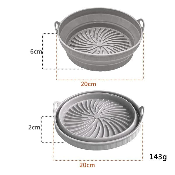 Elosung 3D Round Air Fryer Silicone Liners Food Grade Non Stick Reusable Basket Mats For Fryers Ovens Microwaves (4 Pcs Gray) Air Fryer Accessories