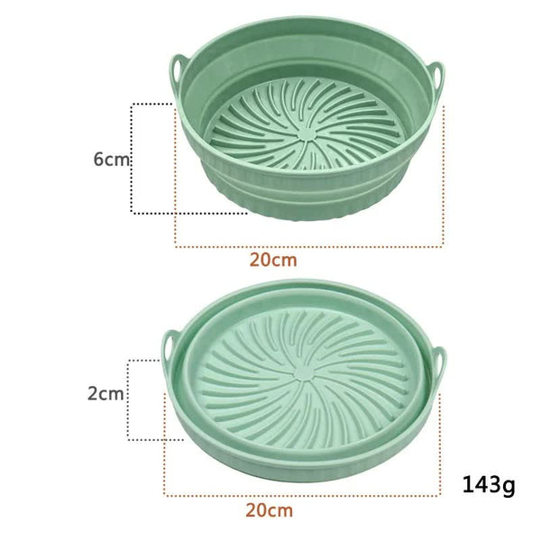 Elosung 3D Round Air Fryer Silicone Liners Food Grade Non Stick Reusable Basket Mats For Fryers Ovens Microwaves (4 Pcs Green) Air Fryer Accessories