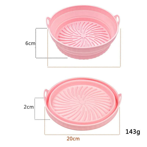 Elosung 3D Round Air Fryer Silicone Liners Food Grade Non Stick Reusable Basket Mats For Fryers Ovens Microwaves (4 Pcs Pink) Air Fryer Accessories