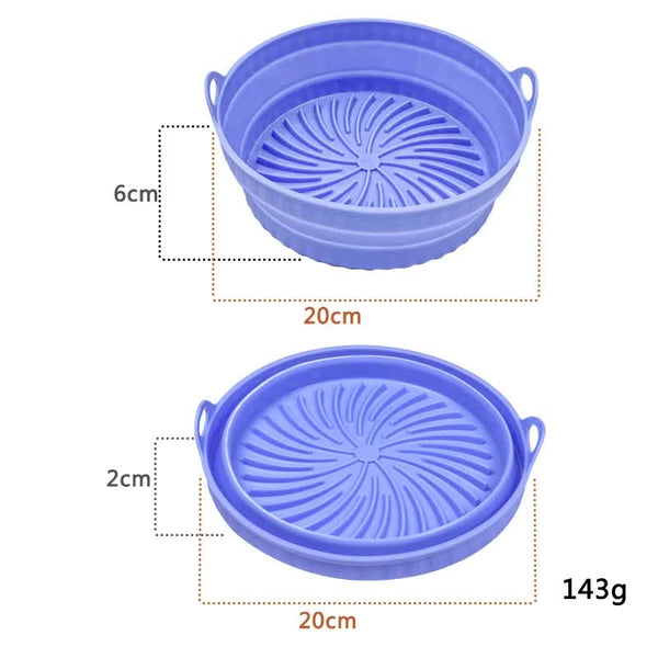 Elosung 3D Round Air Fryer Silicone Liners Food Grade Non Stick Reusable Basket Mats For Fryers Ovens Microwaves (4 Pcs Blue) Air Fryer Accessories