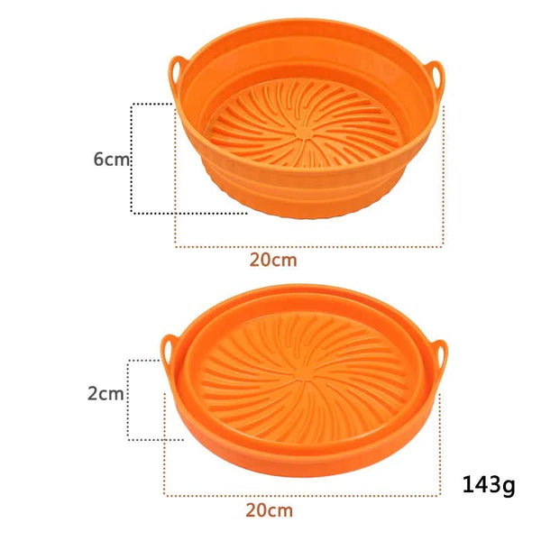 Elosung 3D Round Air Fryer Silicone Liners Food Grade Non Stick Reusable Basket Mats For Fryers Ovens Microwaves (4 Pcs Orange) Air Fryer Accessories
