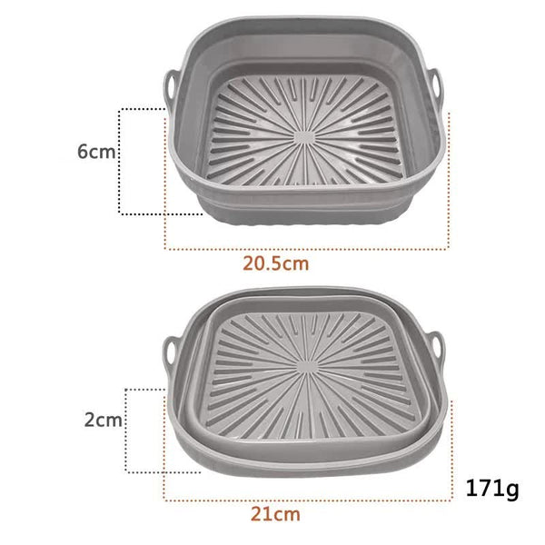 Elosung 3D Square Air Fryer Silicone Liners Food Grade Non Stick Reusable Basket Mats For Fryers Ovens Microwaves (4 Pcs Gray) Air Fryer Accessories