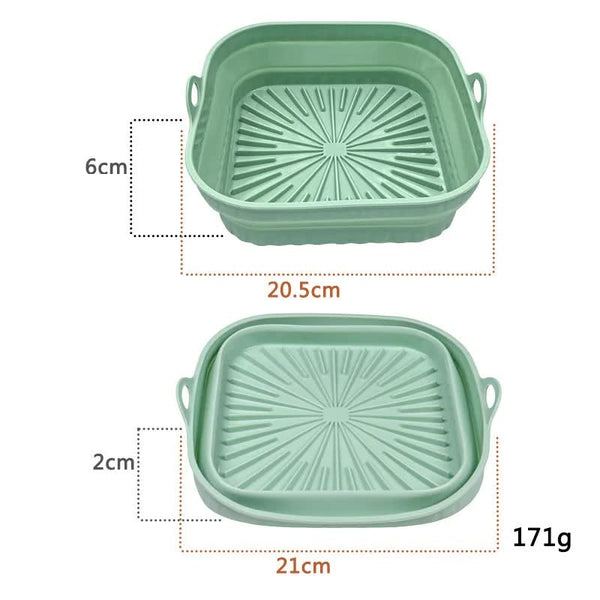 Elosung 3D Square Air Fryer Silicone Liners Food Grade Non Stick Reusable Basket Mats For Fryers Ovens Microwaves (4 Pcs Green) Air Fryer Accessories