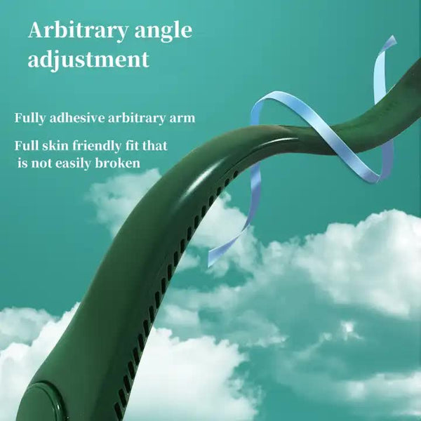 Elosung 2Pcs Green Leafless Hanging Neck Fan Rechargeable Portable Hands Free Cooling With 3 Speeds Portable Fans