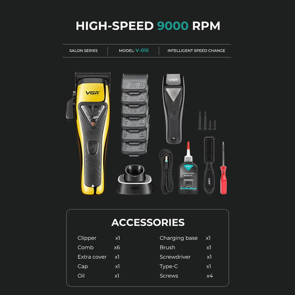 Elosung Professional Hair Clipper Set 9000 Rpm Vector Motor Rechargeable Cordless Grooming Kit With Accessories Clippers & Trimmers