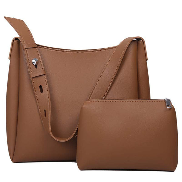 Brown 2 Piece Women's Bucket Bag Set Vintage Large Capacity Shoulder Tote & Crossbody (Commuter Style) Women's Bags & Handbags