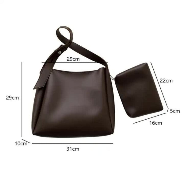 Brown 2 Piece Women's Bucket Bag Set Vintage Large Capacity Shoulder Tote & Crossbody (Commuter Style) Women's Bags & Handbags