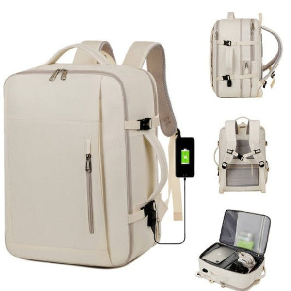 Gray Expandable Backpack With Usb Port Multi Functional Outdoor Commuter & Laptop Bag Laptop Cases & Bags
