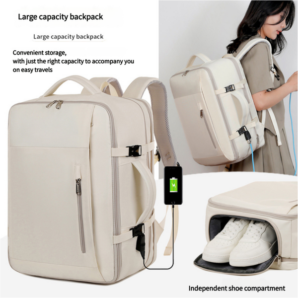 Gray Expandable Backpack With Usb Port Multi Functional Outdoor Commuter & Laptop Bag Laptop Cases & Bags