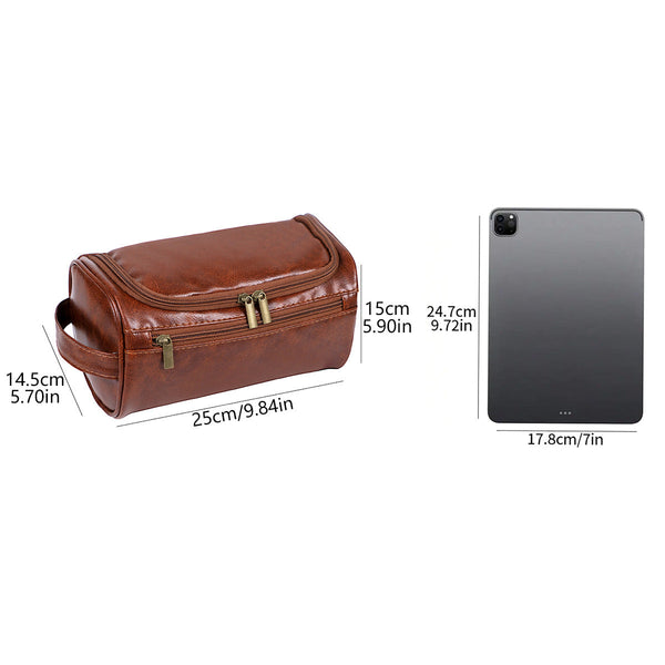 Elosung Brown Large Capacity Travel Toiletry Bag Portable Waterproof Makeup Organizer For Business And Vacation Makeup Bags & Cases