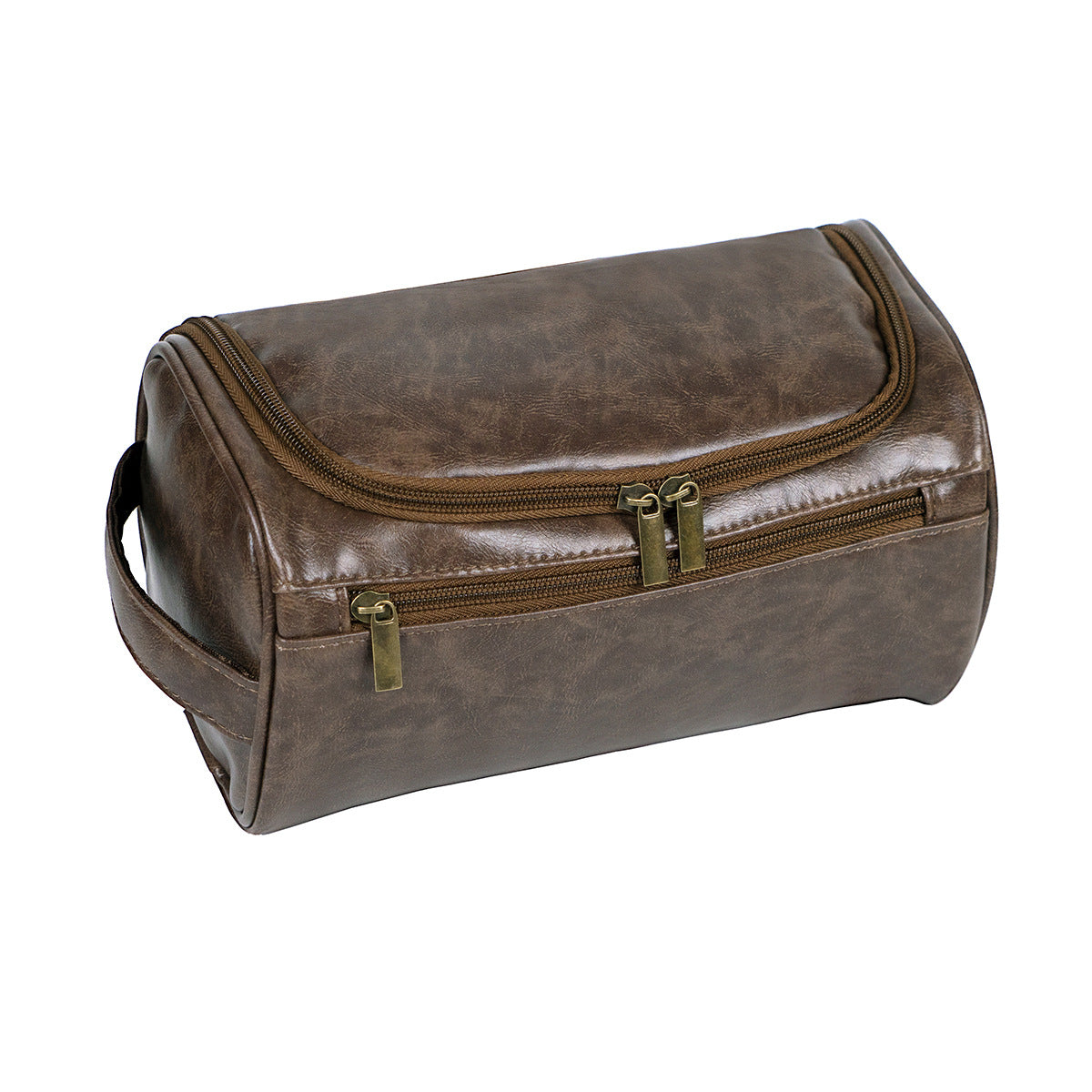 Elosung Coffee Large Capacity Pu Leather Travel Toiletry Bag Portable Waterproof Makeup Organizer For Business & Vacation Makeup Bags & Cases