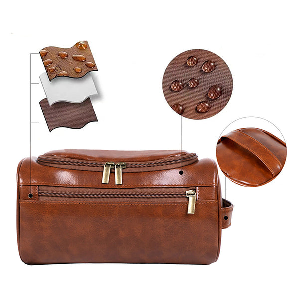 Elosung Coffee Large Capacity Pu Leather Travel Toiletry Bag Portable Waterproof Makeup Organizer For Business & Vacation Makeup Bags & Cases