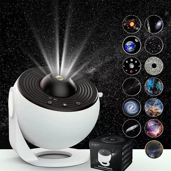 Elosung High Definition Focusable Starry Galaxy Projector Lamp Creative Bedroom Mood Light With 13 Film Slides (Black & White) Lamps