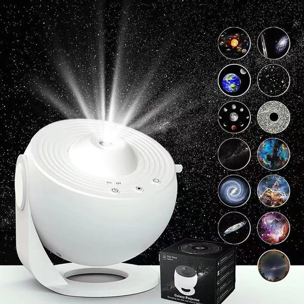 Elosung High Definition Focusable Starry Galaxy Projector Lamp Creative Bedroom Mood Light With 13 Film Slides (White) Lamps