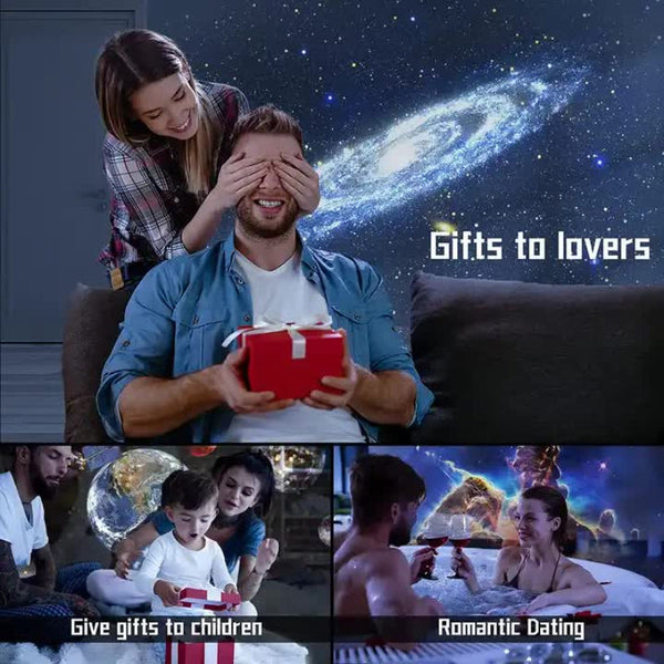 Elosung High Definition Focusable Starry Galaxy Projector Lamp Creative Bedroom Mood Light With 13 Film Slides (White) Lamps