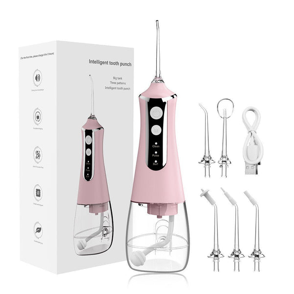 Elosung L10 Pink Handheld Electric Water Flosser Rechargeable Teeth Cleaner For Use Air & Water Flossers