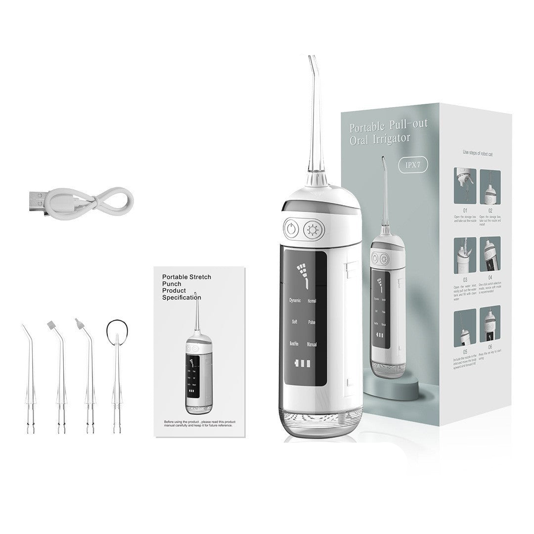 Elosung L13 White Electric Water Flosser Handheld Teeth Cleaner Usb Rechargeable Deep Oral Irrigator Air & Water Flossers
