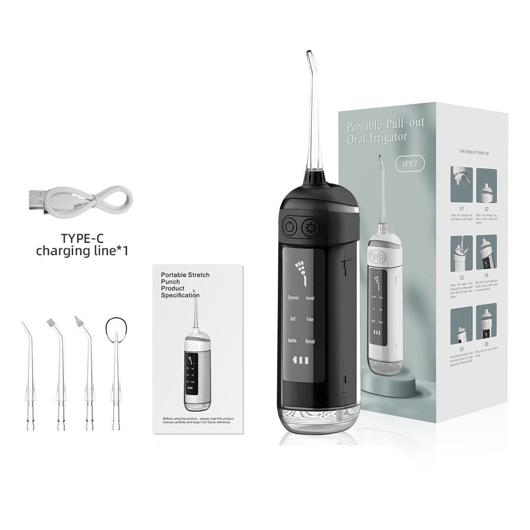 Elosung L13 Black Electric Water Flosser Handheld Teeth Cleaner Usb Rechargeable Deep Oral Irrigator Air & Water Flossers