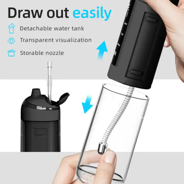Elosung L13 Black Electric Water Flosser Handheld Teeth Cleaner Usb Rechargeable Deep Oral Irrigator Air & Water Flossers