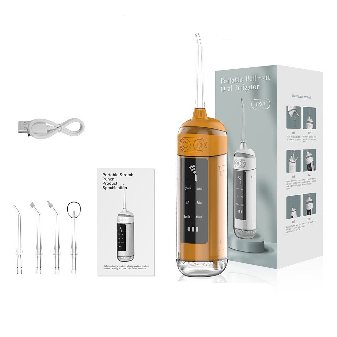 Elosung L13 Orange Electric Water Flosser Handheld Teeth Cleaner Usb Rechargeable Deep Oral Irrigator Air & Water Flossers