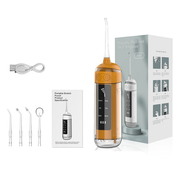 Elosung L13 Orange Electric Water Flosser Handheld Teeth Cleaner Usb Rechargeable Deep Oral Irrigator Air & Water Flossers