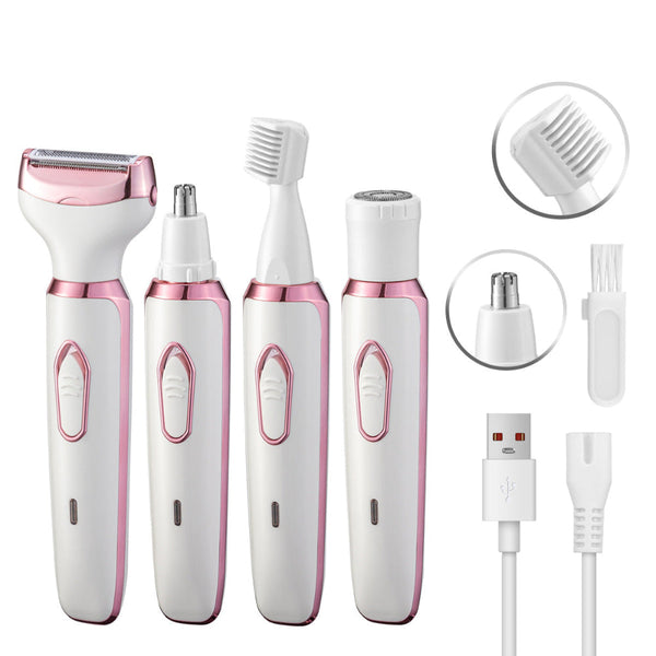 Elosung Women's 4 In 1 Electric Hair Removal Razor For Sensitive Areas Underarm Bikini Line & Body Grooming 3028 White Women's Razors