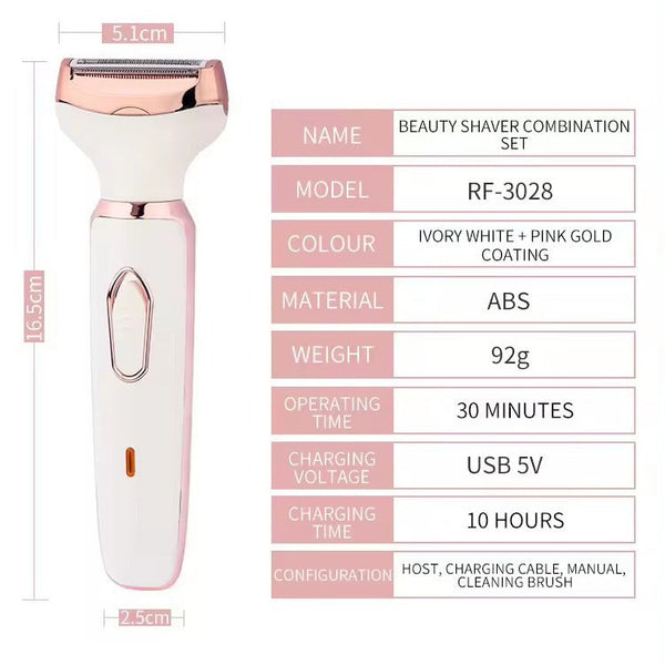 Elosung Women's 4 In 1 Electric Hair Removal Razor For Sensitive Areas Underarm Bikini Line & Body Grooming 3028 White Women's Razors