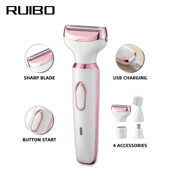 Elosung Women's 4 In 1 Electric Hair Removal Razor For Sensitive Areas Underarm Bikini Line & Body Grooming 3028 White Women's Razors